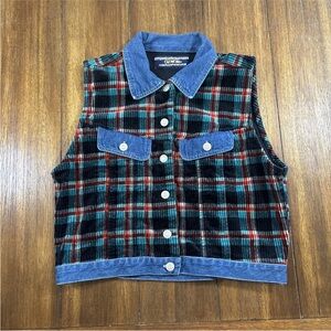 Vintage Public Clothing Company Corduroy and Denim Vest Women's Size Large